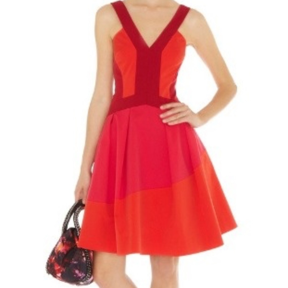 Karen Millen Women's Color Block Dress Size 6 Knee Length